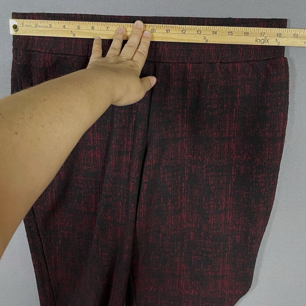 J Jason Wu Artsy Textured Pull On Pants Stretch Waist Size Large L Red Black - Picture 9 of 15